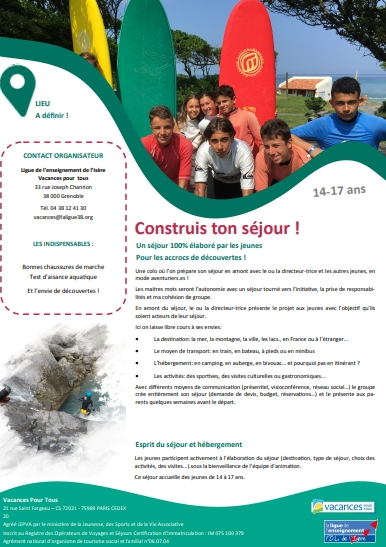 Lire la suite à propos de l’article SEJOURS ETE 14/17 ANS